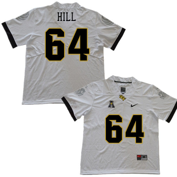 Men #64 Shaheem Hill UCF Knights College Football Jerseys Stitched Sale-White - Click Image to Close